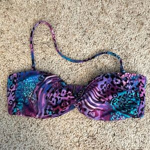 Blue and Purple Animal Print VS Bandeau Bikini Top